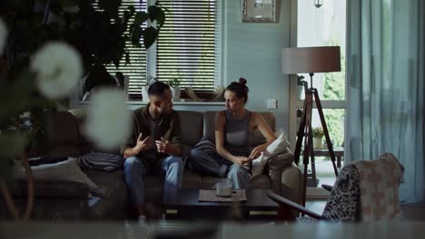 couple having a conversation at home