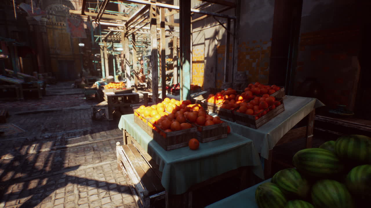 Abundant fruits and vegetables on display