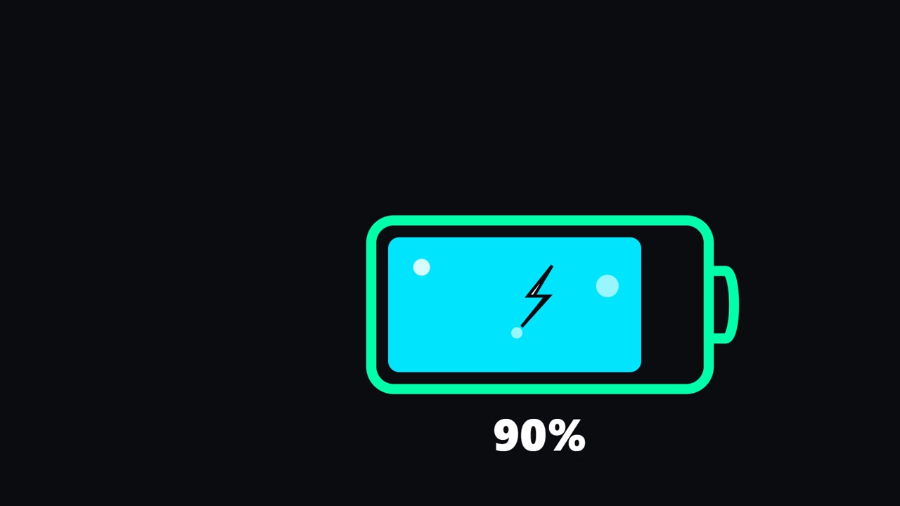 Animazione digitale di ricarica della batteria che mostra l'aumento percentuale