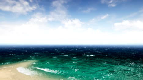 aerial view waves break on beatiful sand beach. animation of seamless loop. 4k