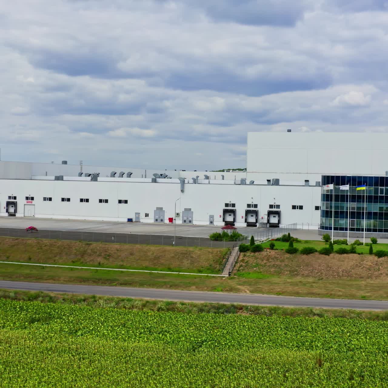 Flying over industrial zone