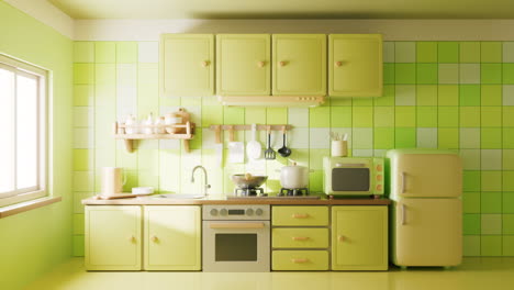 kitchen room with cartoon style, 3d rendering.