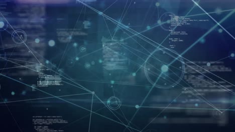 red de datos y conexiones sobre un fondo azul oscuro