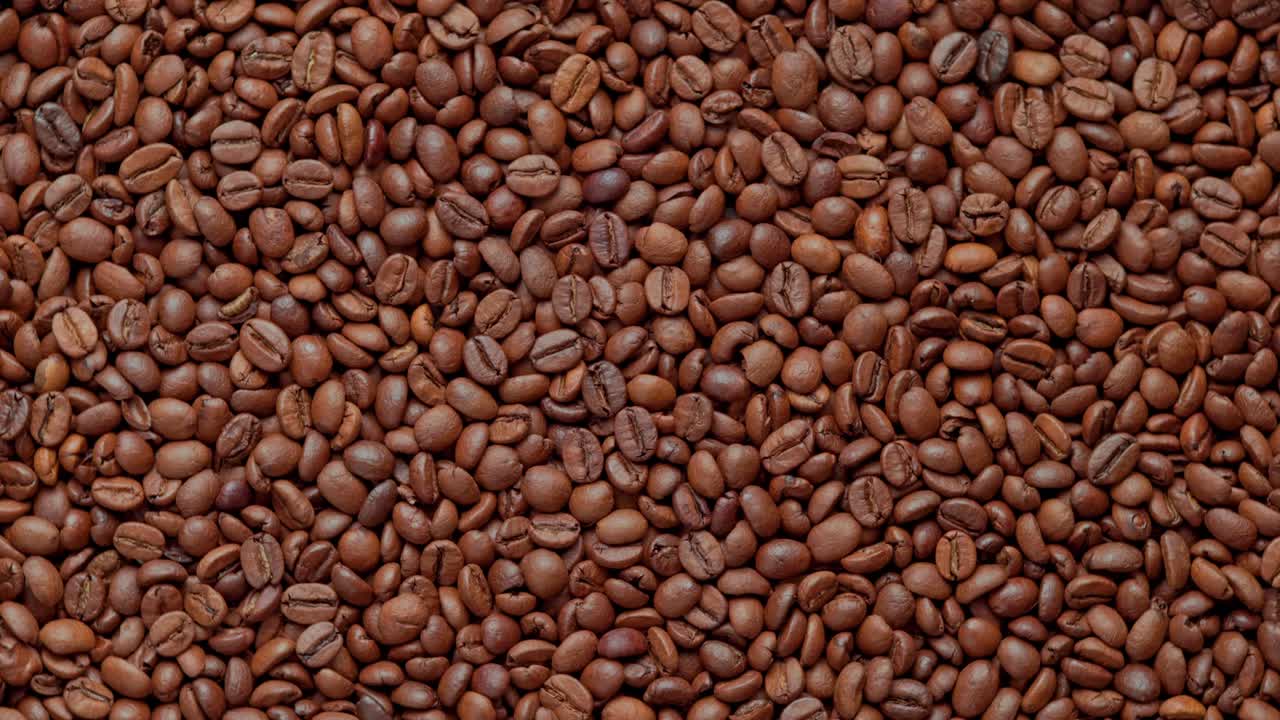 은 커피 콩의 전체 프레임 루프 회전 배경