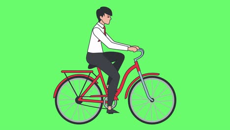 cartoon business woman character  bicycle ride loop animation isolated with luma matte for alpha