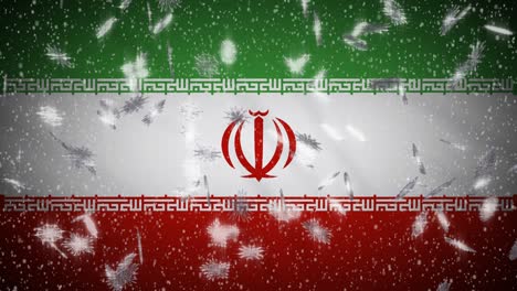 iran flag falling snow loopable, new year and christmas background, loop