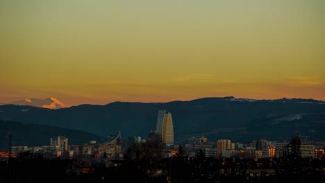 timelapse of the cityscape of sofia city, bulgaria
