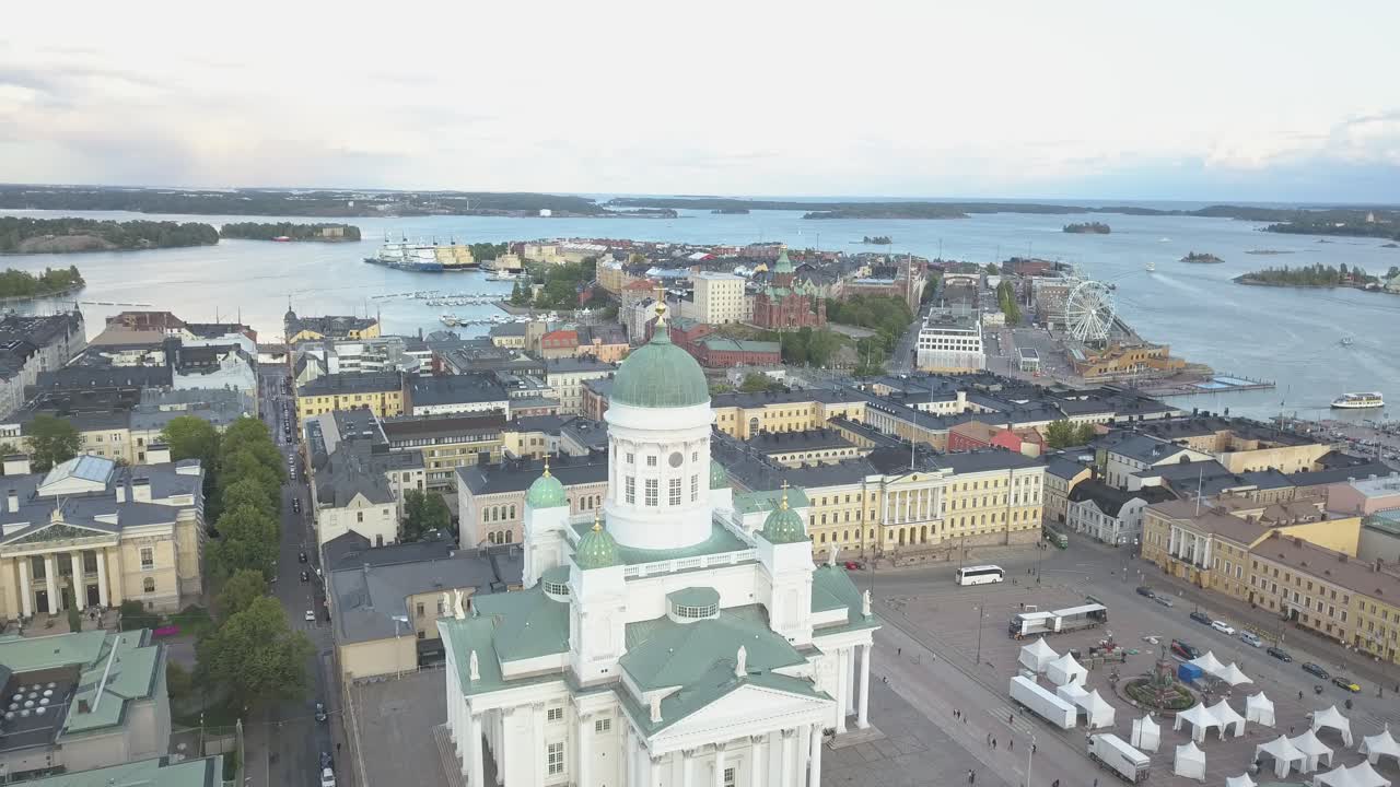 Helsinki, la capitale dello stato scandinavo della Finlandia, filmato drone 4k