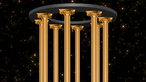 gold columns. round rotating rotunda.