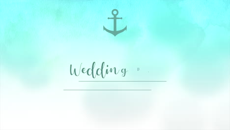 wedding day with anchor on blue waves