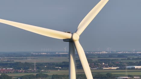 wind turbine in rural landscape by barendrecht, netherlands, aerial close-up