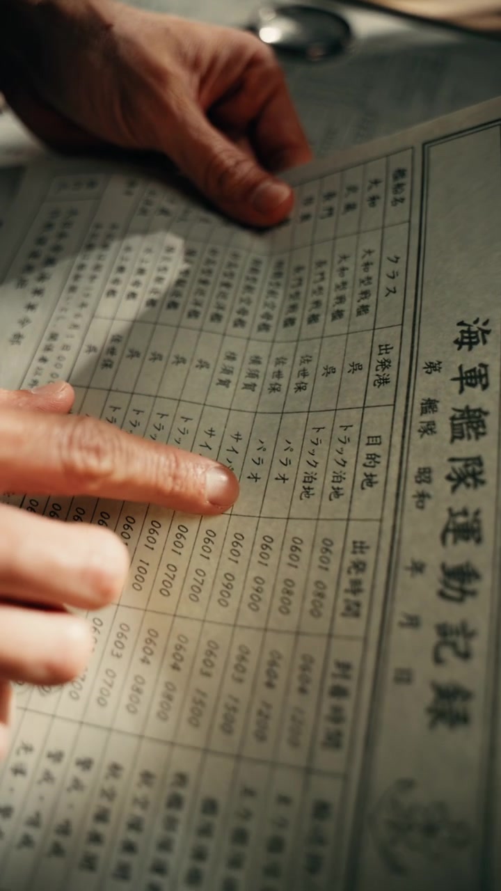 Finger pointing at old Japanese record