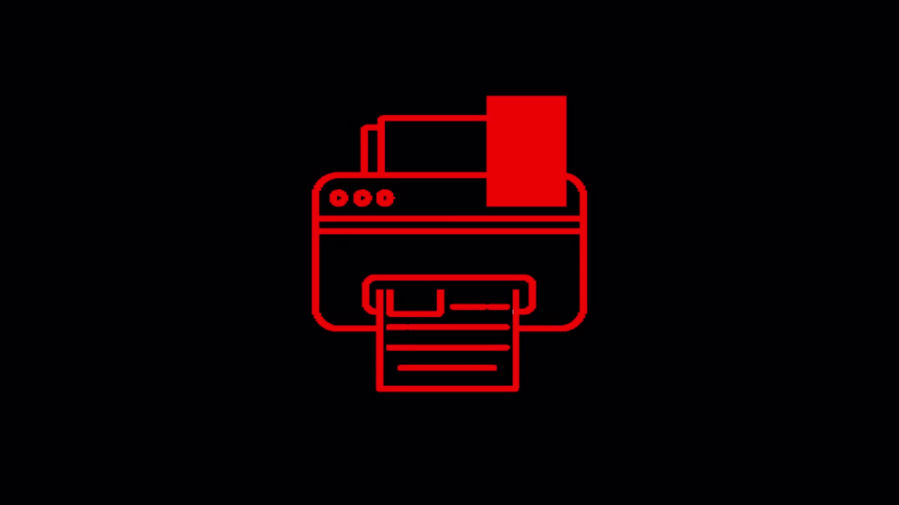 Red Printer Icon Animating Document Printing Process