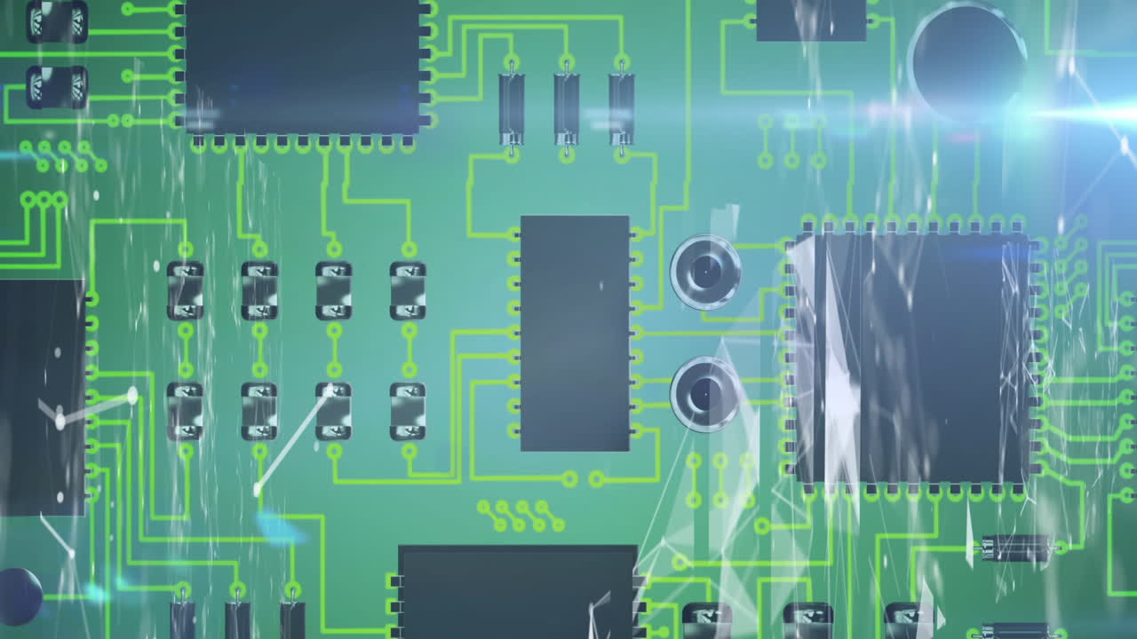 컴퓨터 회로판에서 데이터 처리의 애니메이션