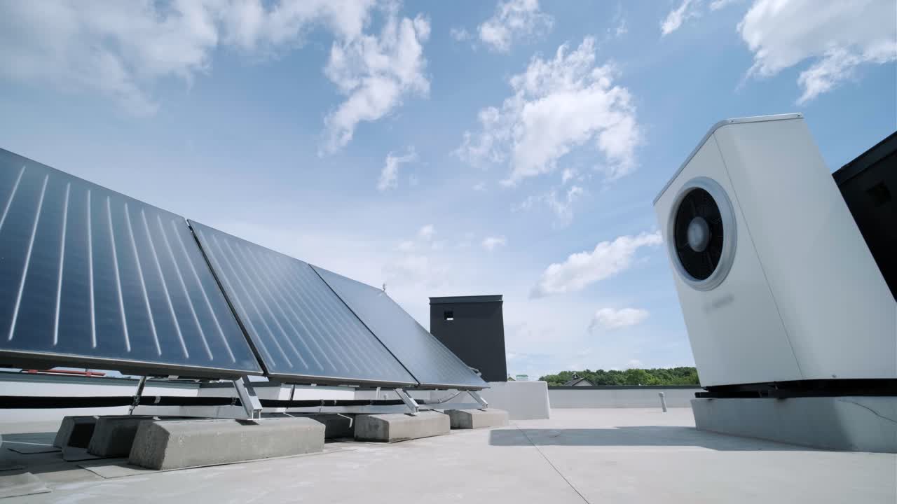 hvac - 난방, 환기 및 에어컨 시스템, 지붕에 열 프