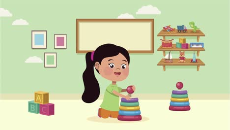 niño jugando con juguetes en una sala de juegos