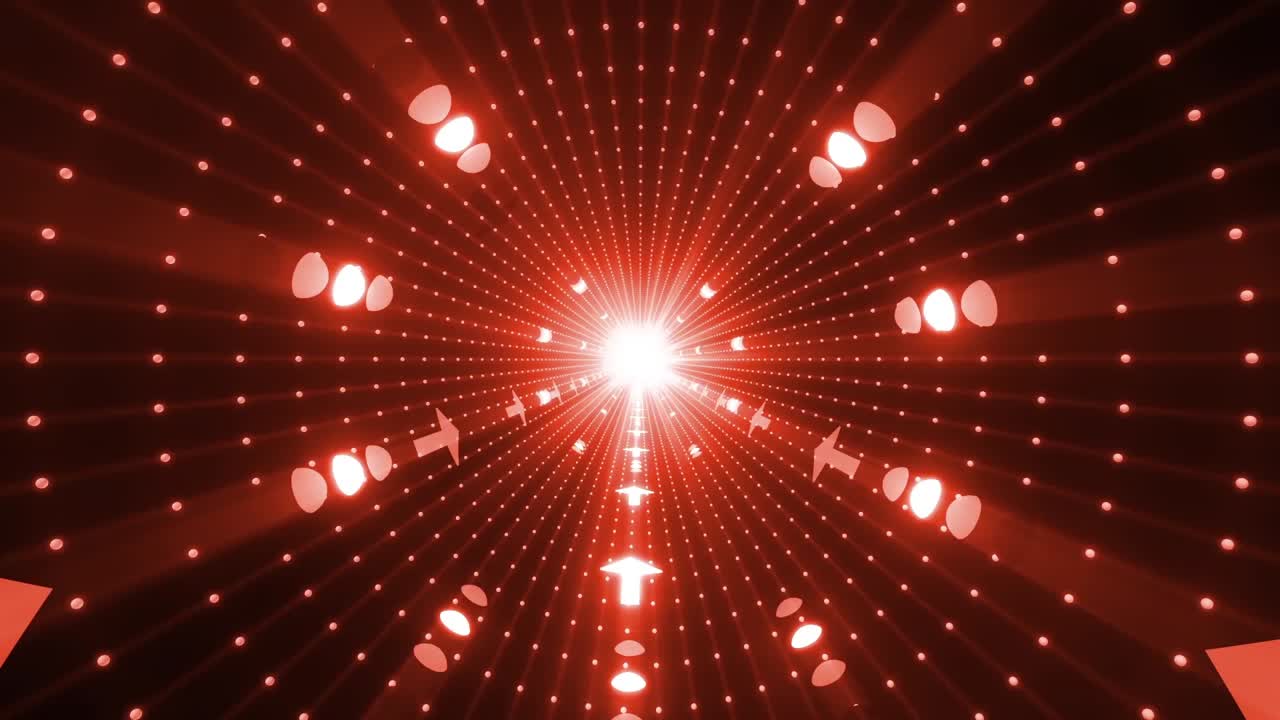 Red Glowing Tunnel with Light Patterns