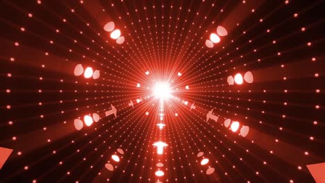red glowing tunnel with light patterns