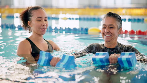 water aerobics in swimming pool