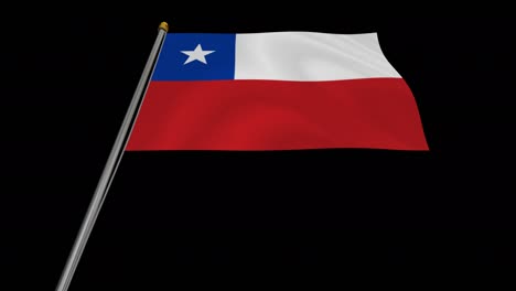 vídeo en bucle de la bandera de chile revoloteando en el viento, vídeo en cámara lenta de 4k, con canal alfa