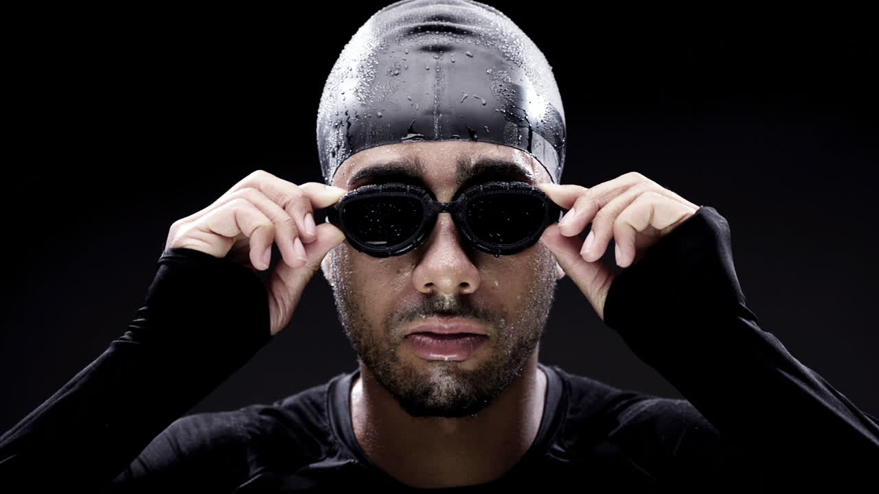 el retrato del nadador atleta profesional es un ganador confiado
