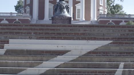 Z-society-logo-on-the-steps-of-the-Rotunda-on-the-campus-of-the-University-of-Virginia-in-Charlottesville,-Virginia-with-video-tilt-up-to-the-Rotunda