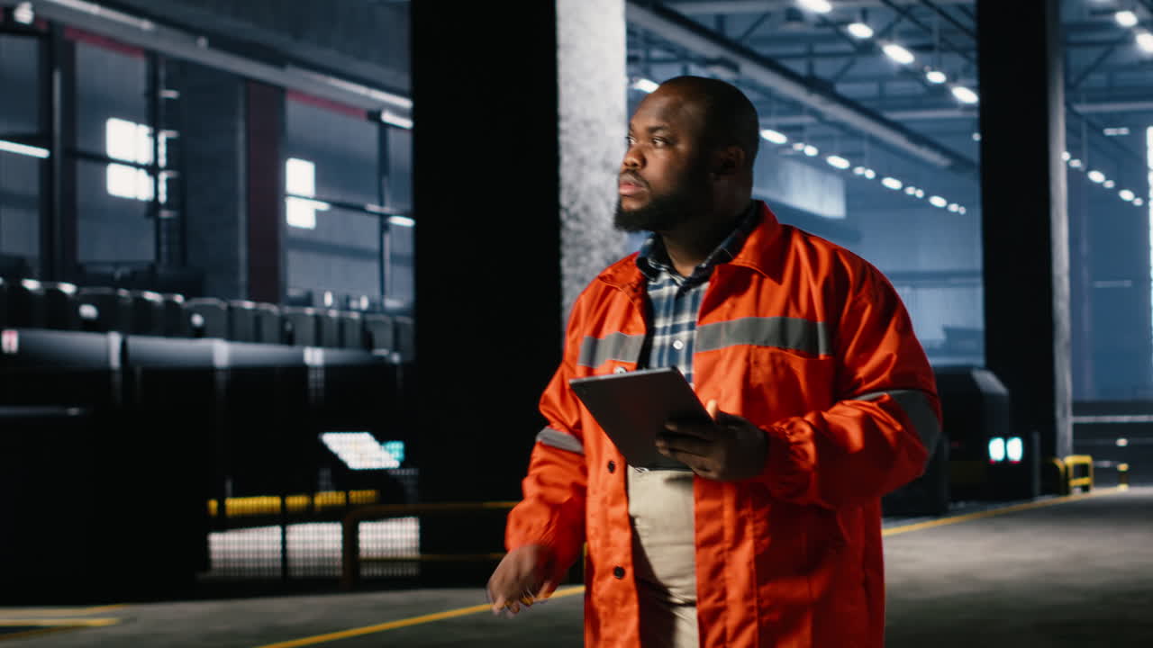 Specialist guiding colleague personnel with equipment as heavy machinery
