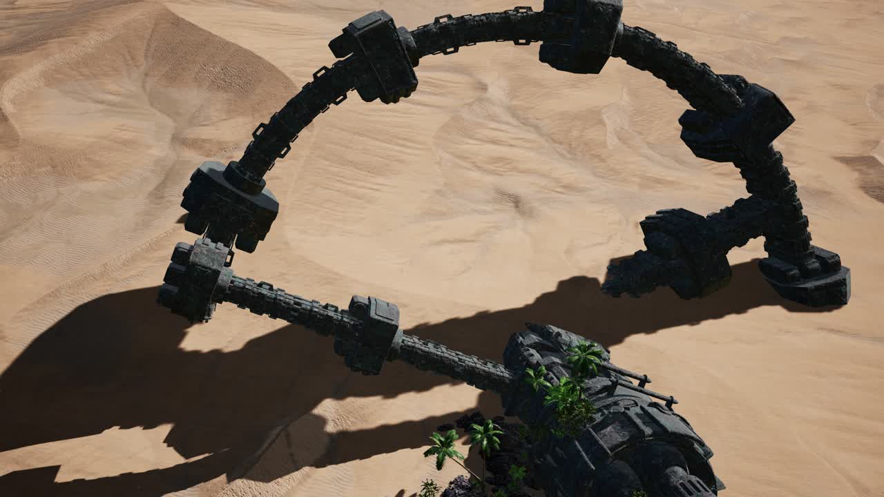 사막에 있는 오래된  ⁇ 은 외계인 우주선.