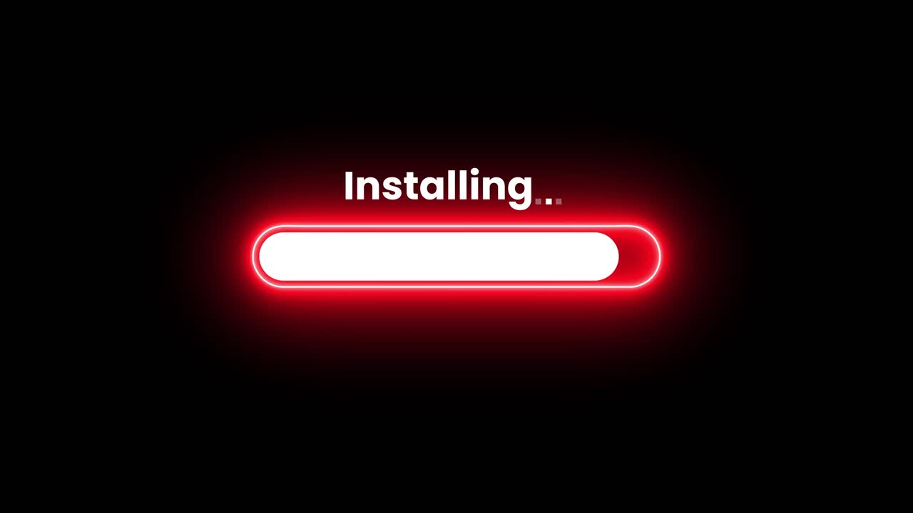 Barra di avanzamento per installazione digitale con bagliore neon rosso