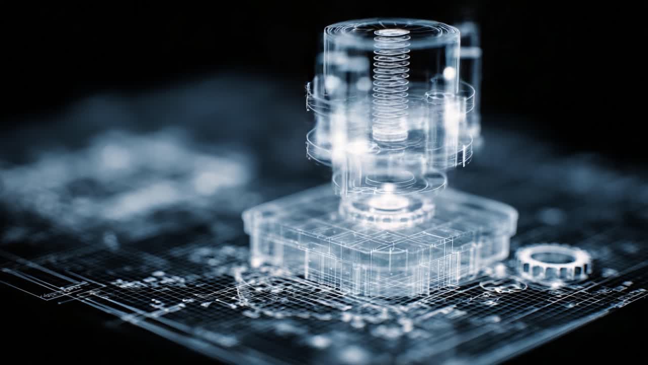 Exploring the Intricate Design of a Transparent Mechanical Element Captured Through Digital Imaging Technology Showing Multiple Perspectives