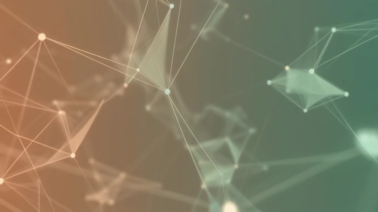 Abstract Digital Network Connection with Floating Geometric Nodes