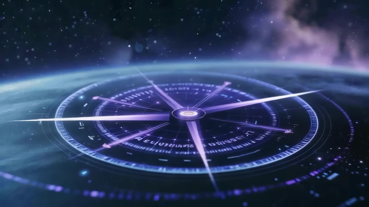 Futuristic Digital Compass in Space