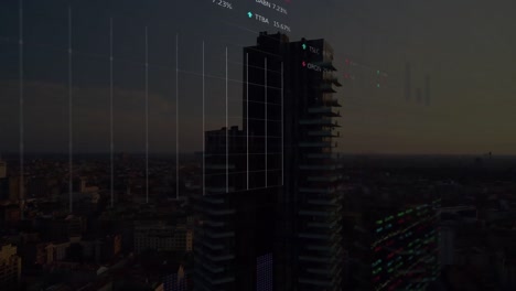 Animation-of-financial-data-processing-over-cityscape