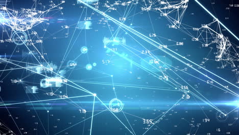 animación de senderos luminosos a través de la red de conexiones y procesamiento de datos