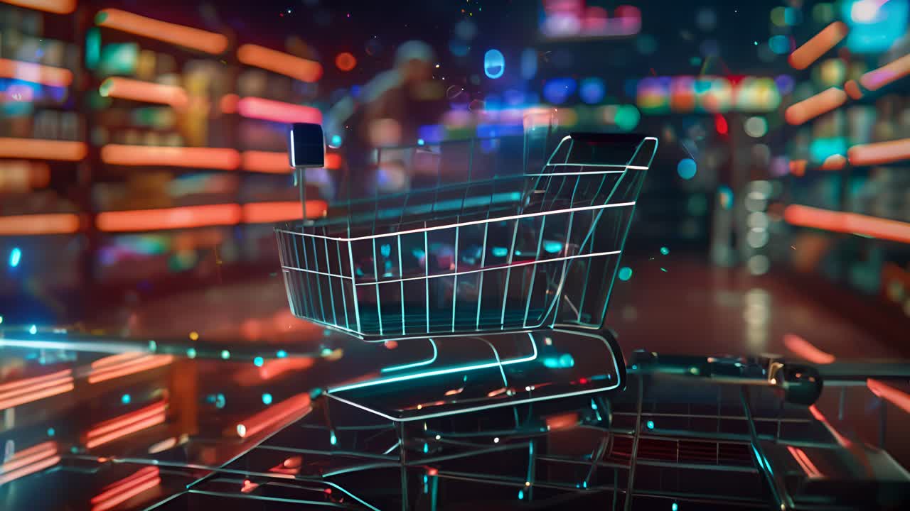 Futuristic Shopping Cart in a Grocery Store