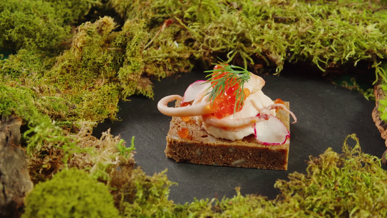 Elegant Seafood Canapes with Moss Decor