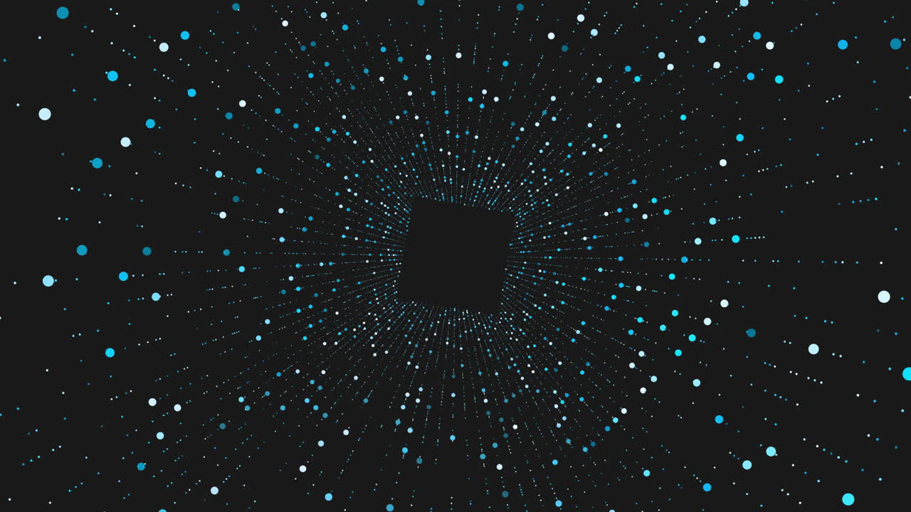 A modern and futuristic design is depicted in this image, featuring a black background adorned with white dots in circular arrangements, culminating in a central larger circle