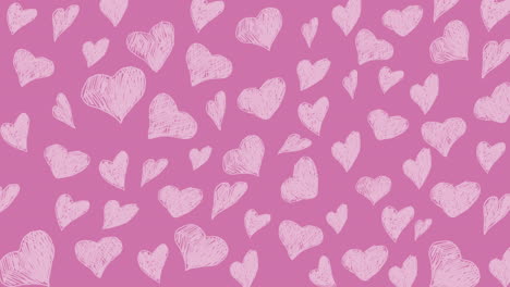 animated pink hand drawn heart doddles. loop motion graphic.