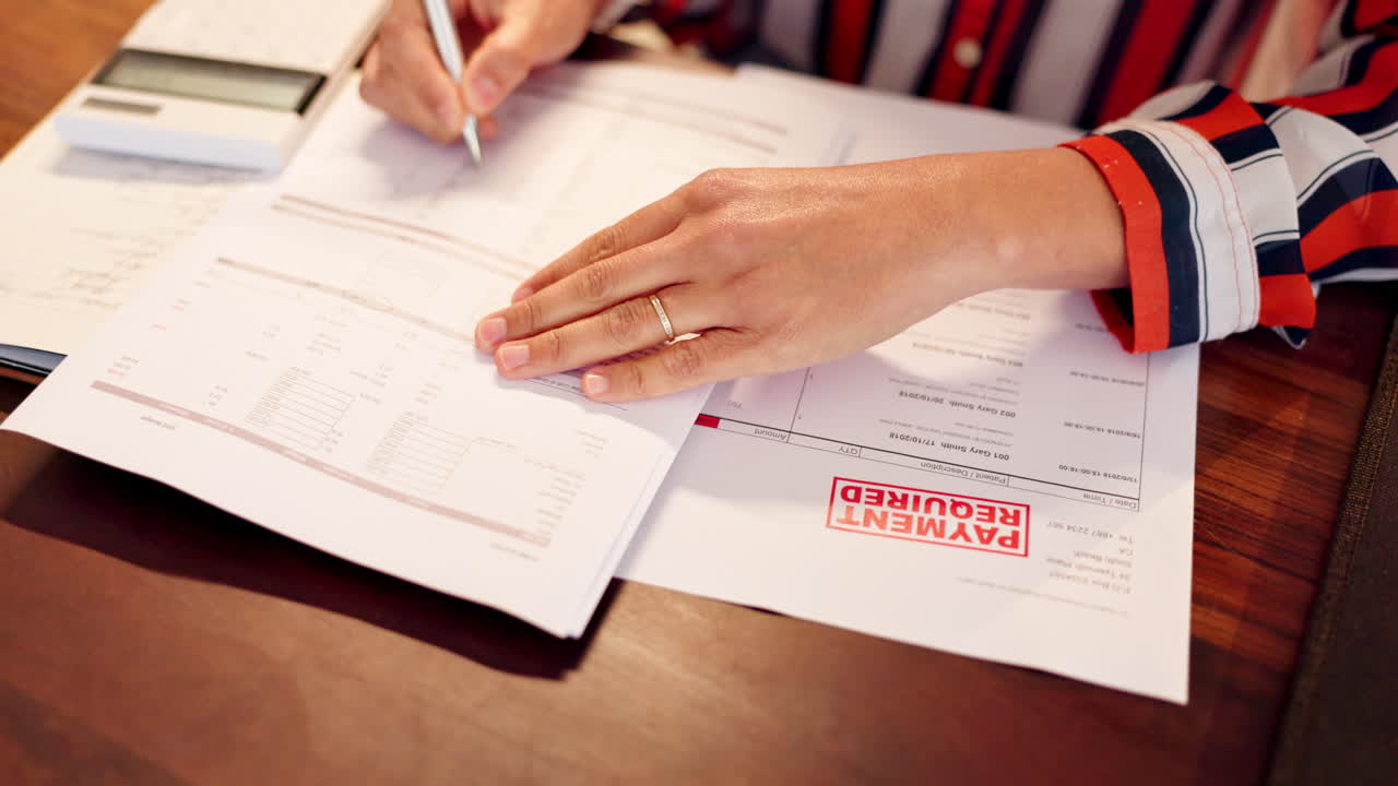 Woman reviewing financial documents