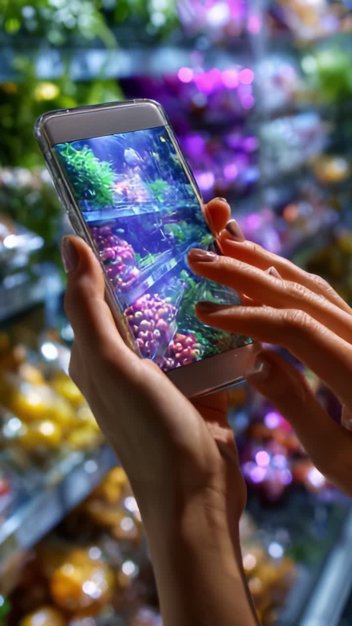 Capturing Fresh Produce: Two Frames of a Person Using a Smartphone to Photograph Colorful Fruits and Vegetables at a Marketplace, Showcasing Vibrant Nature's Bounty