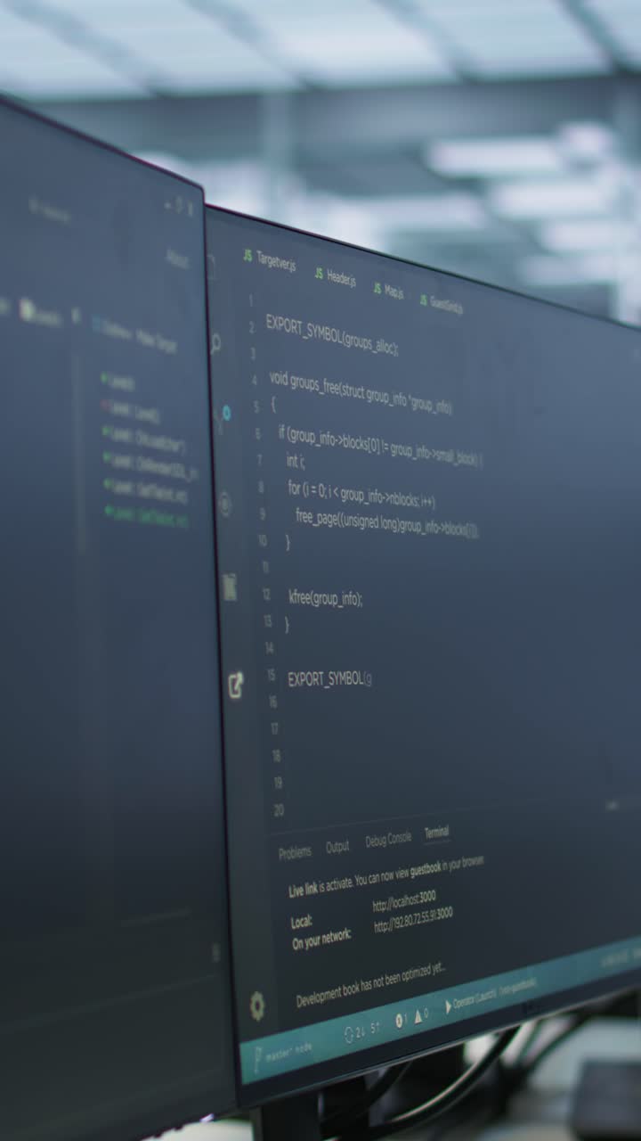 Vertical video Data center electronic equipment used for monitoring performance