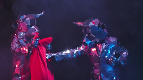 Unicorn Bull Dancers in Reflective Costumes