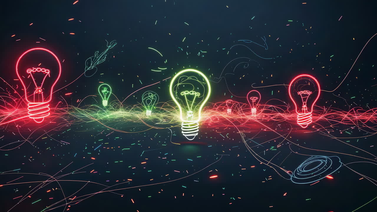 Glowing Ideas: Abstract Neon Lightbulbs