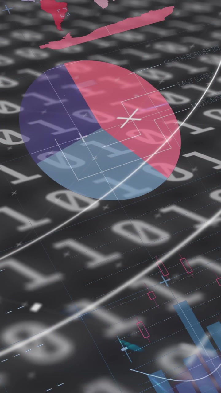 Animation of scope scanning, binary coding and statistics recording on black background