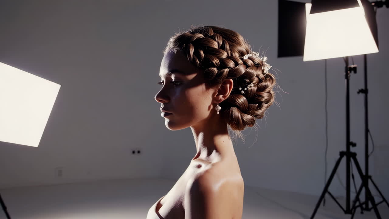 Studio Portrait of a Woman with a Braided Updo