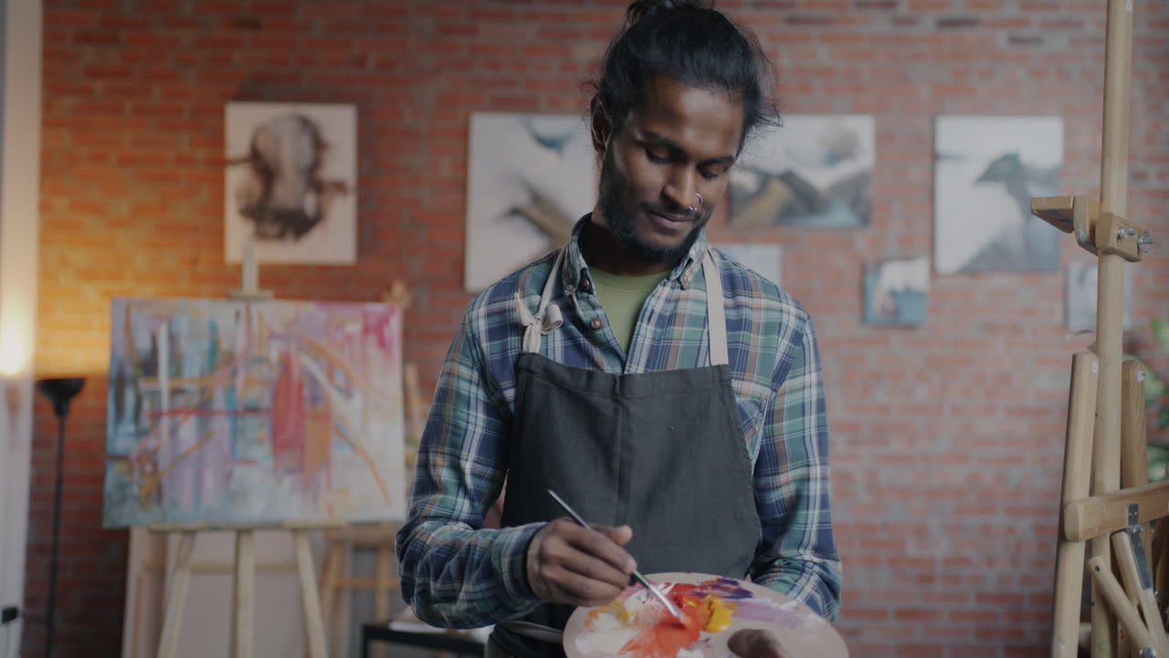 Artist Painting in Studio