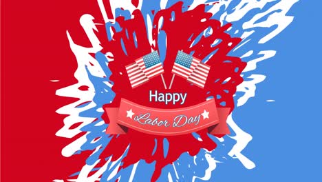 Animation-of-labor-day-text-over-splash-of-american-flag