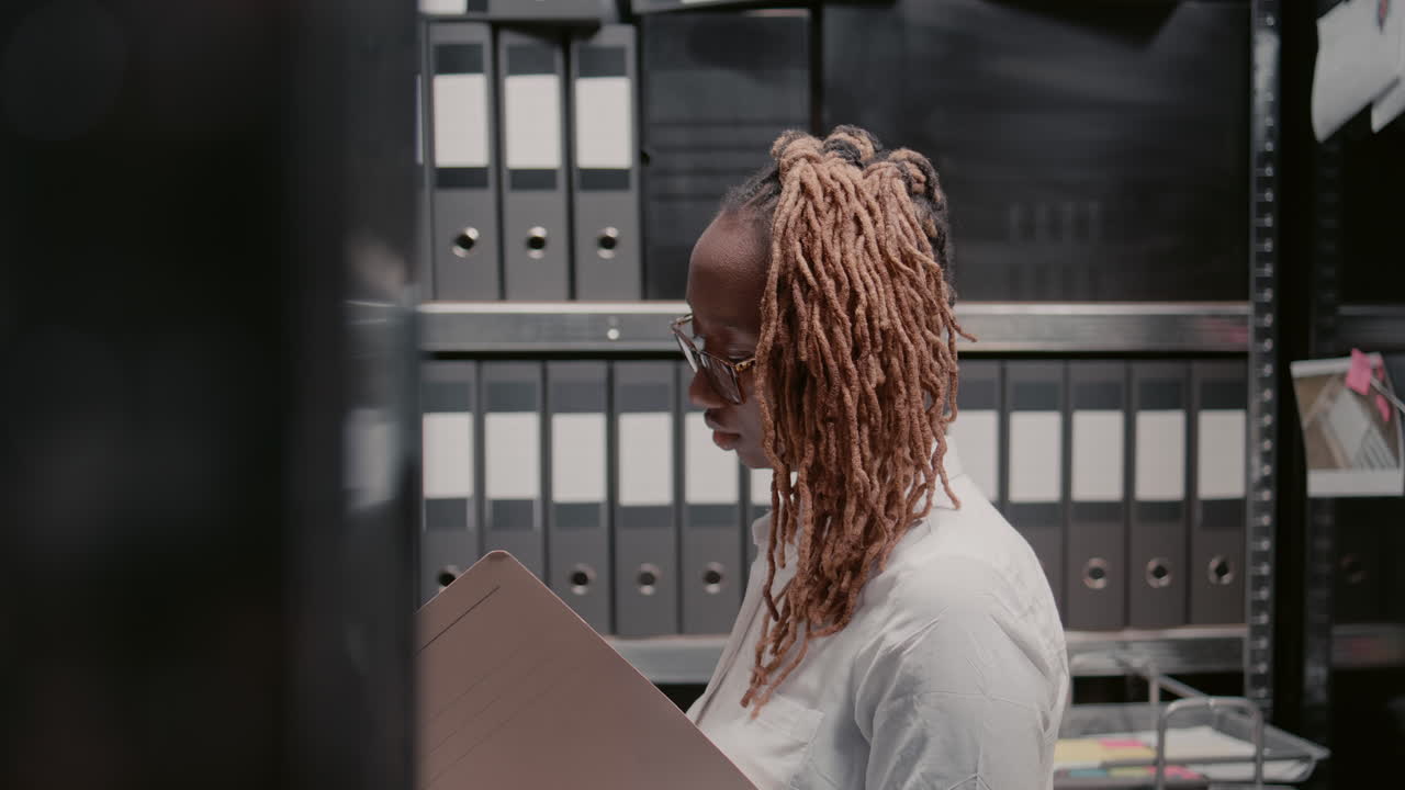 Woman working in archive