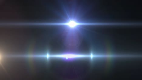 animation of spotlight with lens flare and light beams moving over dark background