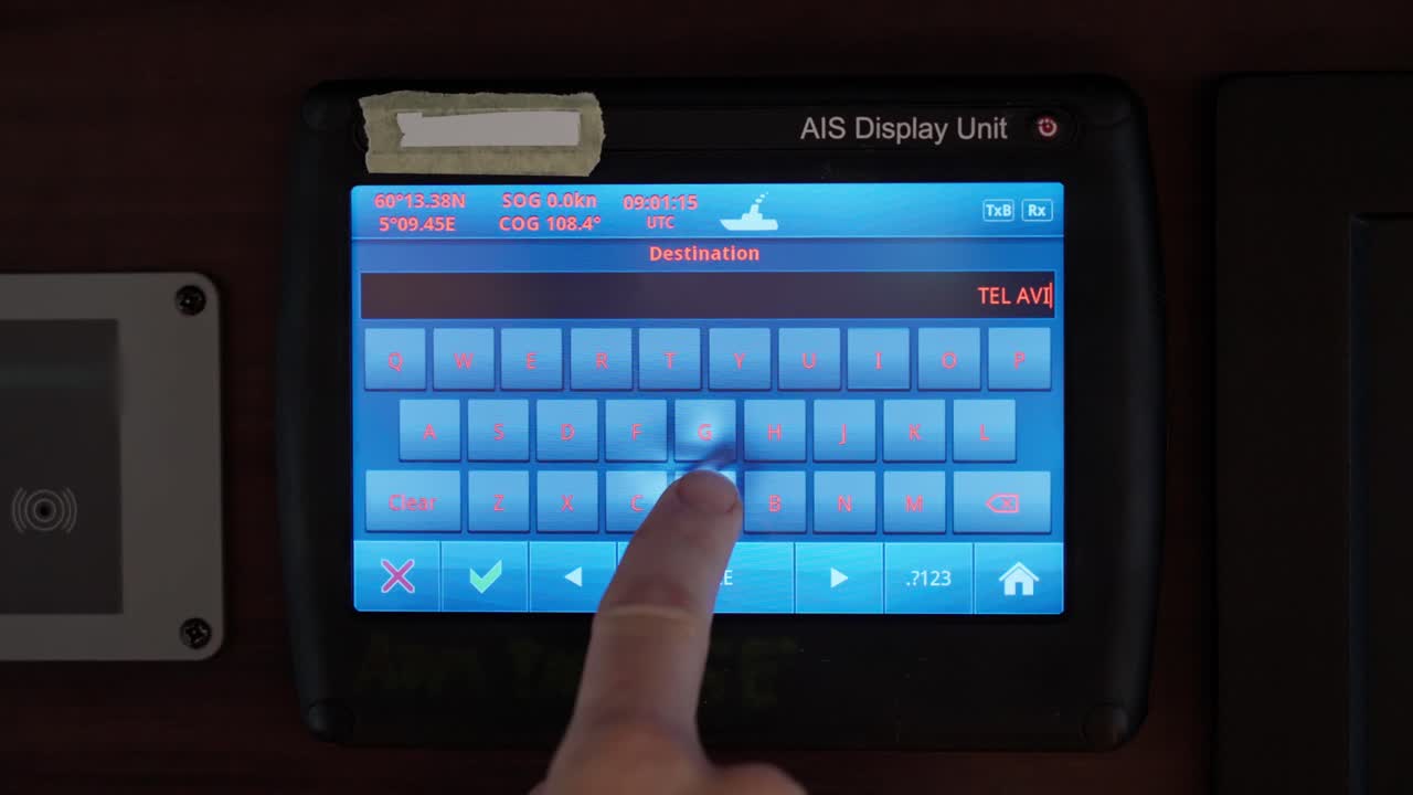 Ship Captain enters Tel Aviv, Israel, in Automatic Identification System